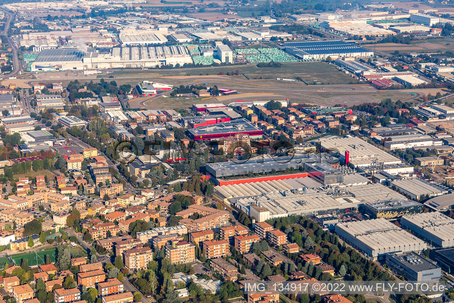 Aerial view of Ferrari SPA in Maranello in the state Modena, Italy
