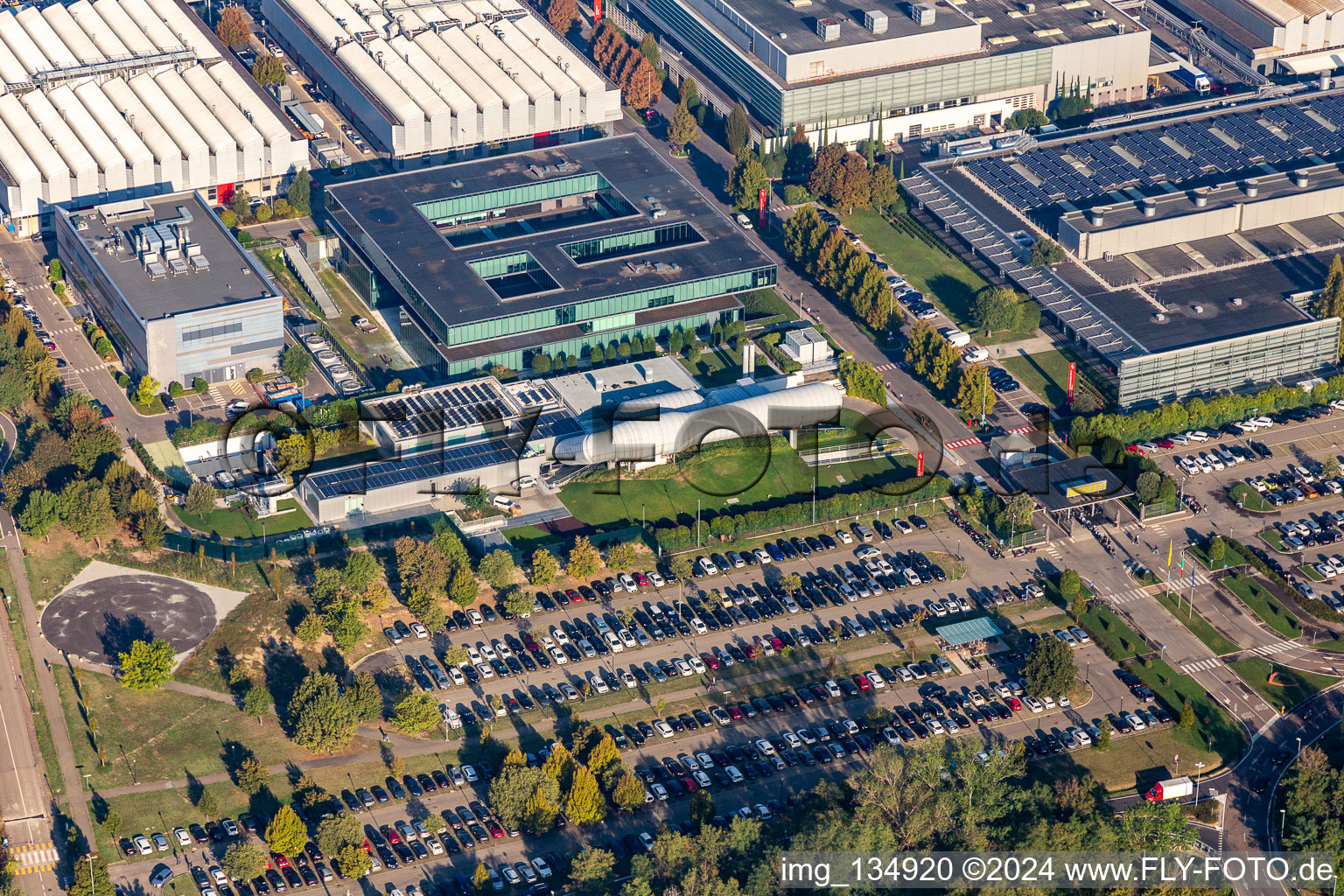 Ferrari SPA in Maranello in the state Modena, Italy from above