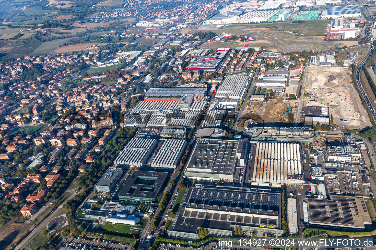 Drone image of Ferrari SPA in Maranello in the state Modena, Italy