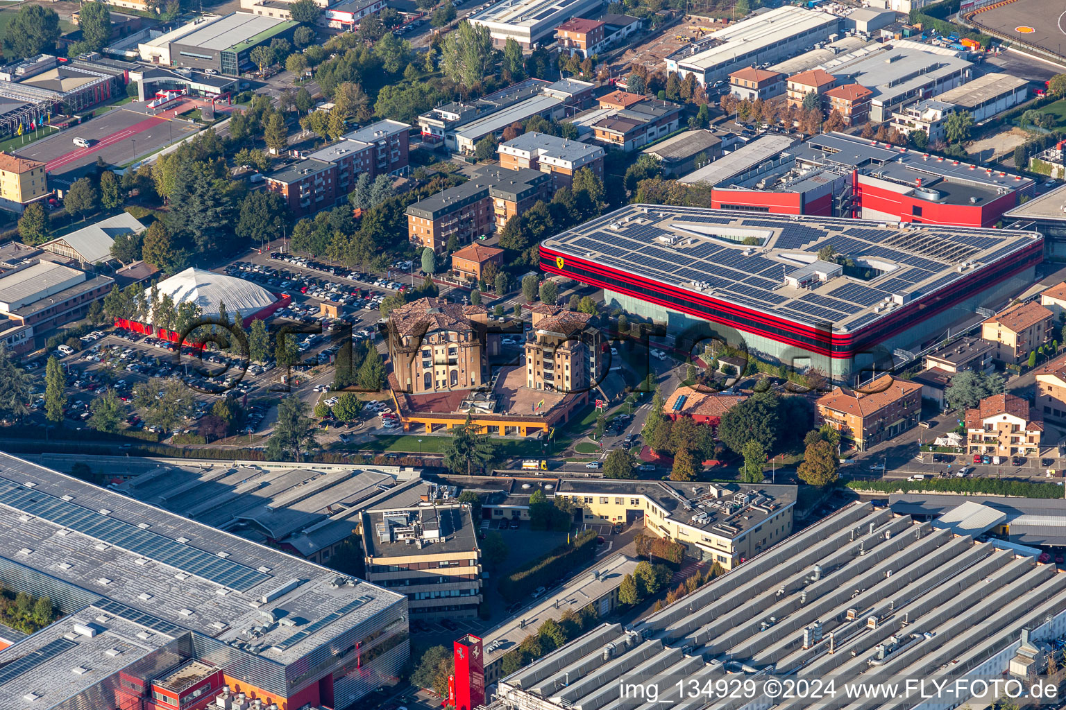 Ferrari SPA in Maranello in the state Modena, Italy from a drone