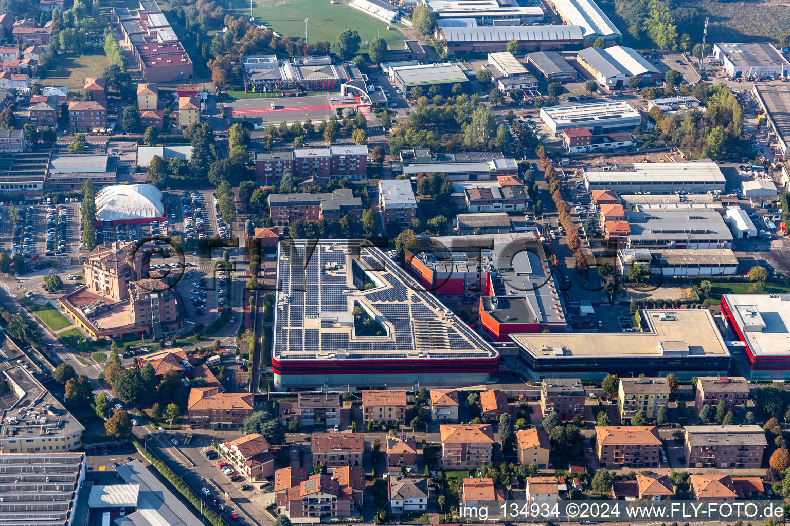 Aerial photograpy of Ferrari SPA in Maranello in the state Modena, Italy