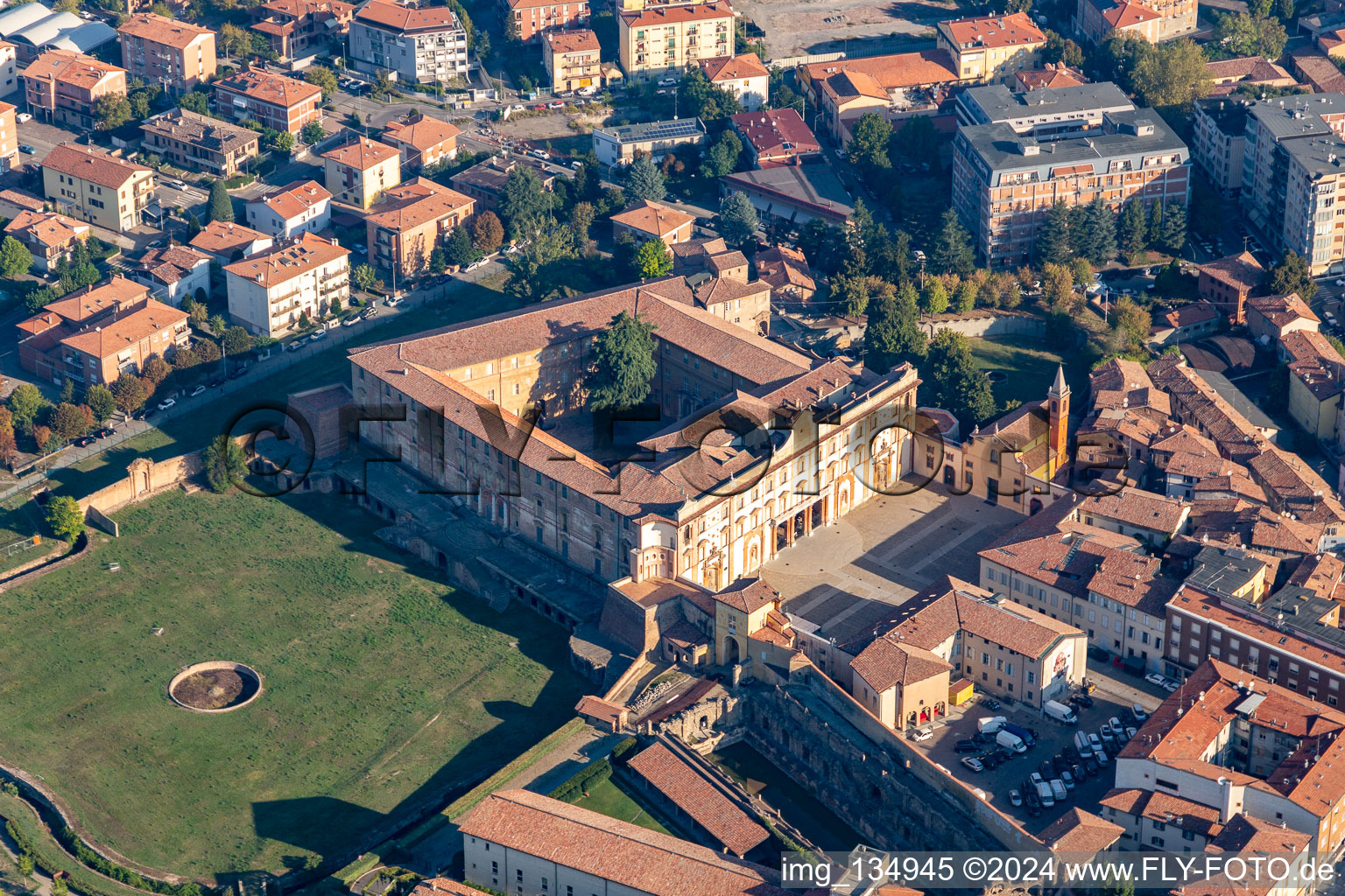 Aerial photograpy of Parco Ducale, Giardini Ducali and Palazzo Ducale in Sassuolo in the state Modena, Italy