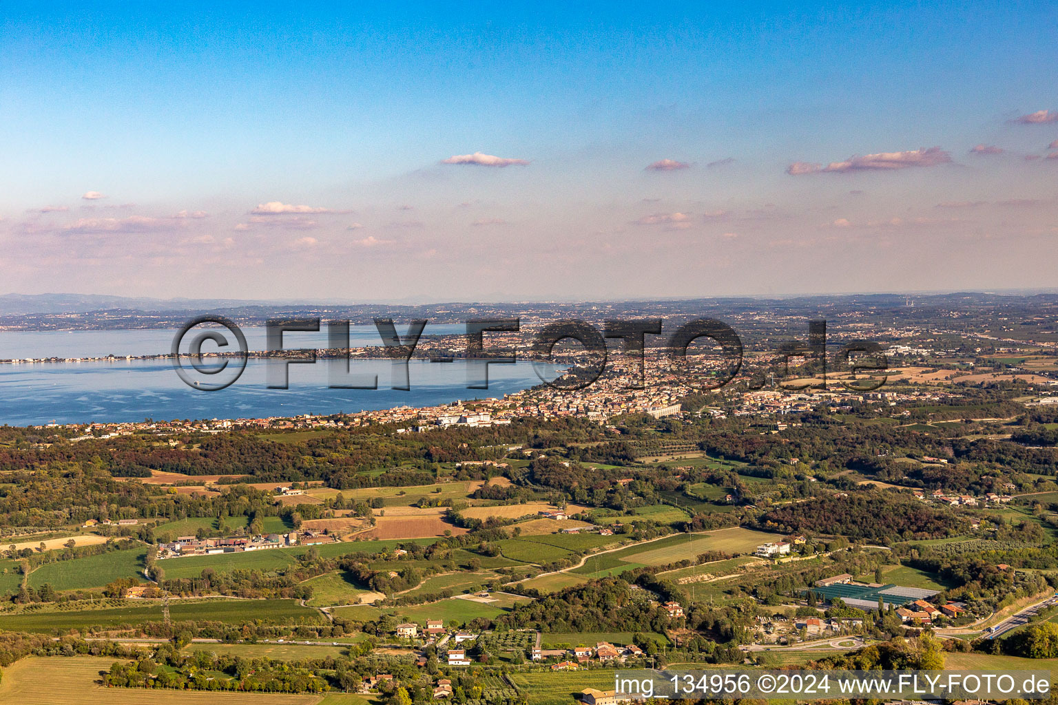 Aerial photograpy of Desenzano del Garda in the state Brescia, Italy