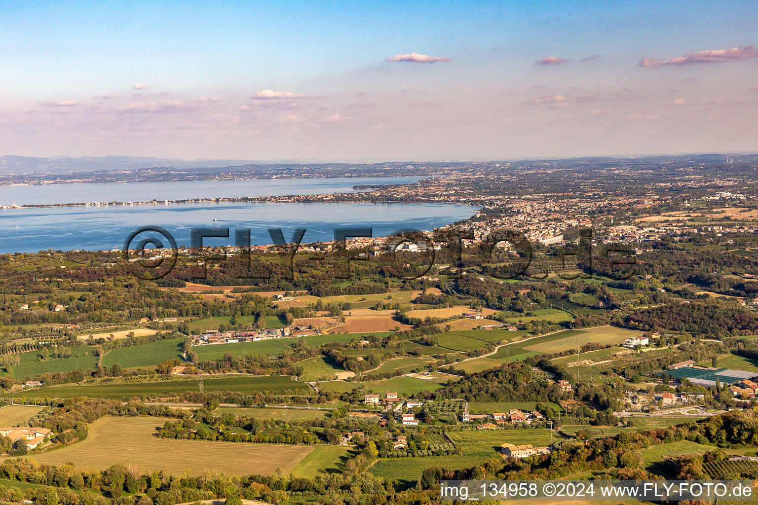 Oblique view of Desenzano del Garda in the state Brescia, Italy