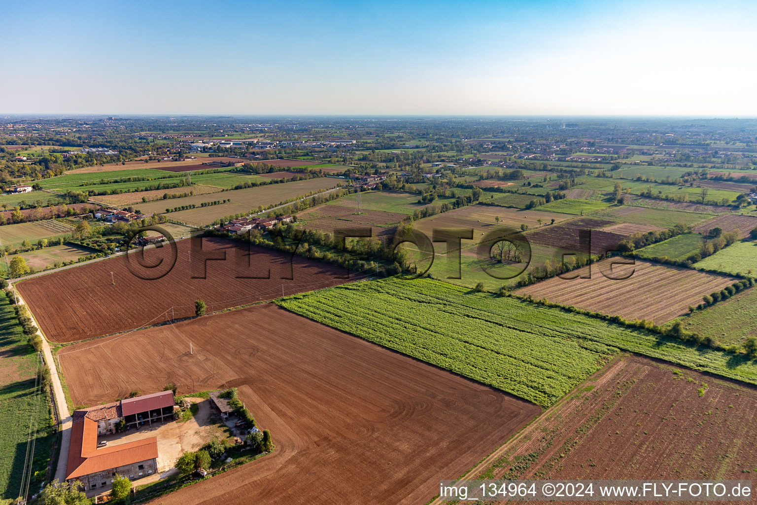 Aerial photograpy of Nuvolera in the state Brescia, Italy