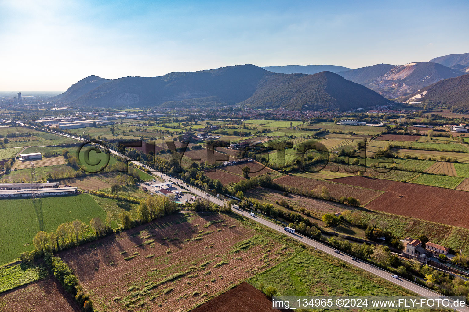 Oblique view of Nuvolera in the state Brescia, Italy