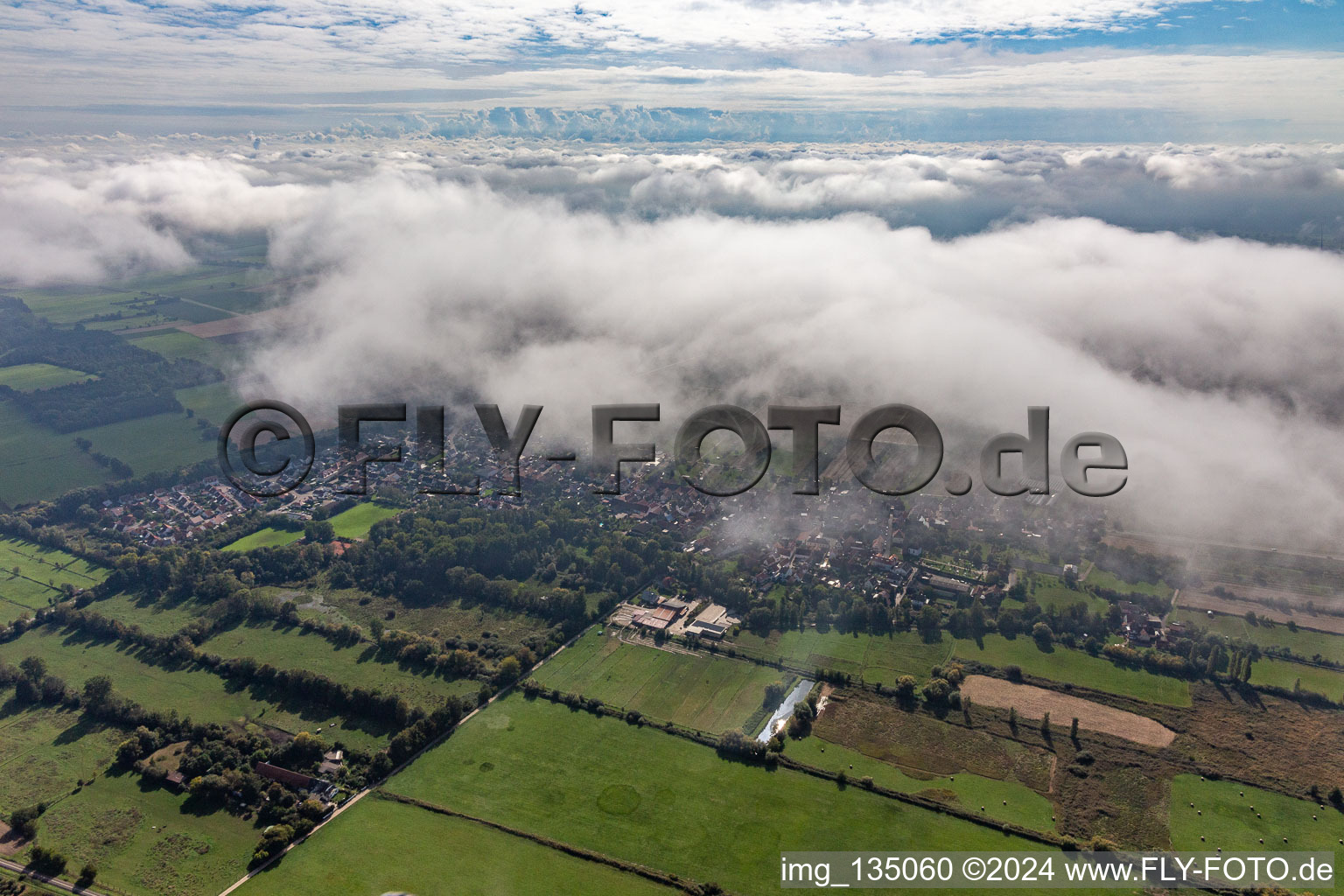 Drone image of District Mühlhofen in Billigheim-Ingenheim in the state Rhineland-Palatinate, Germany