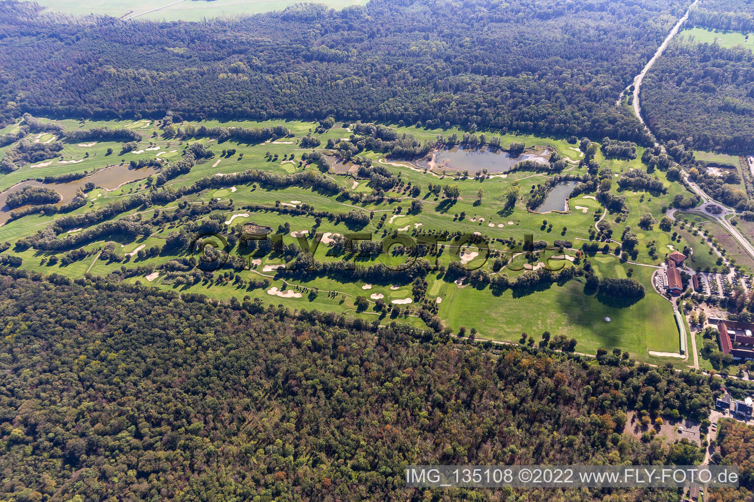 Golf course Landgut Dreihof - GOLF absolute in the district Dreihof in Essingen in the state Rhineland-Palatinate, Germany viewn from the air