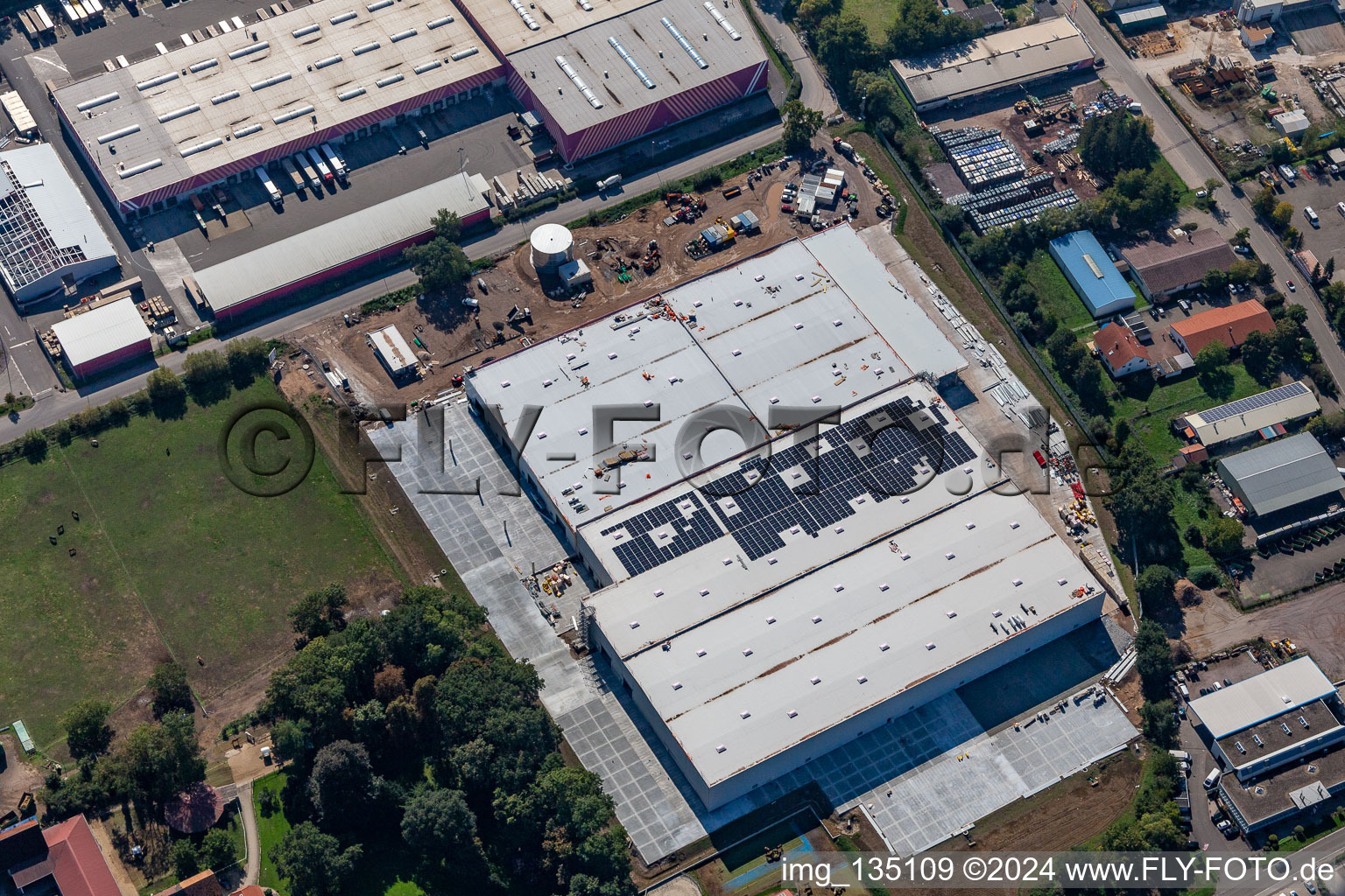 Hornbach central warehouse expansion in the district Dreihof in Essingen in the state Rhineland-Palatinate, Germany