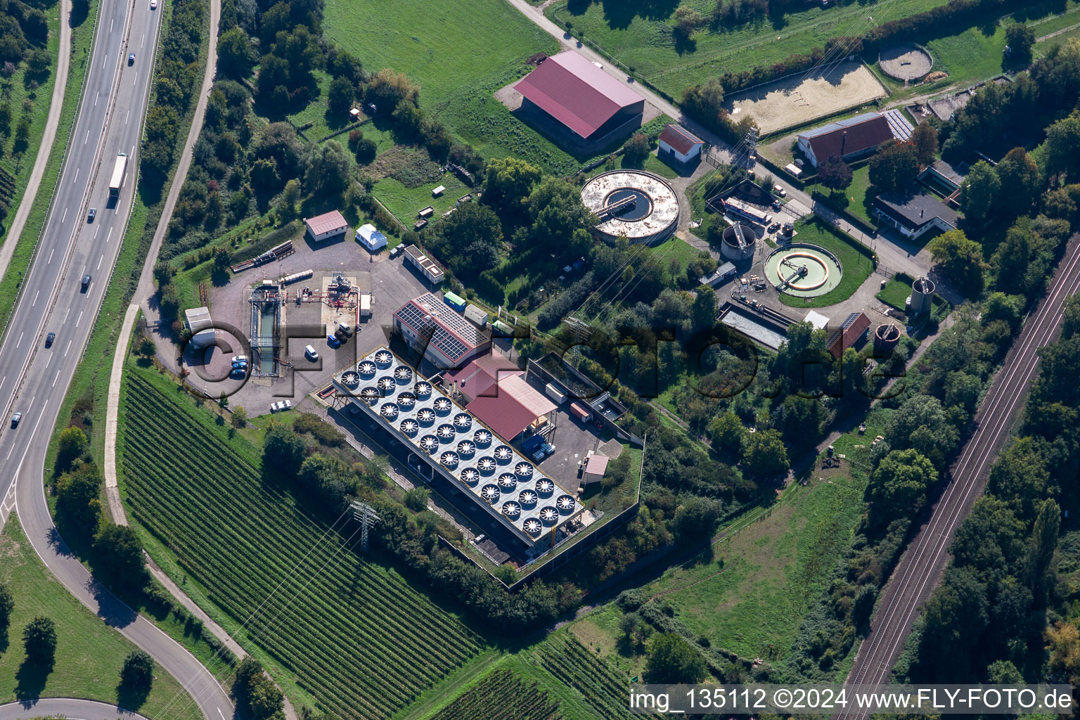 Aerial view of Geothermal power plant Insheim with lithium production in Insheim in the state Rhineland-Palatinate, Germany