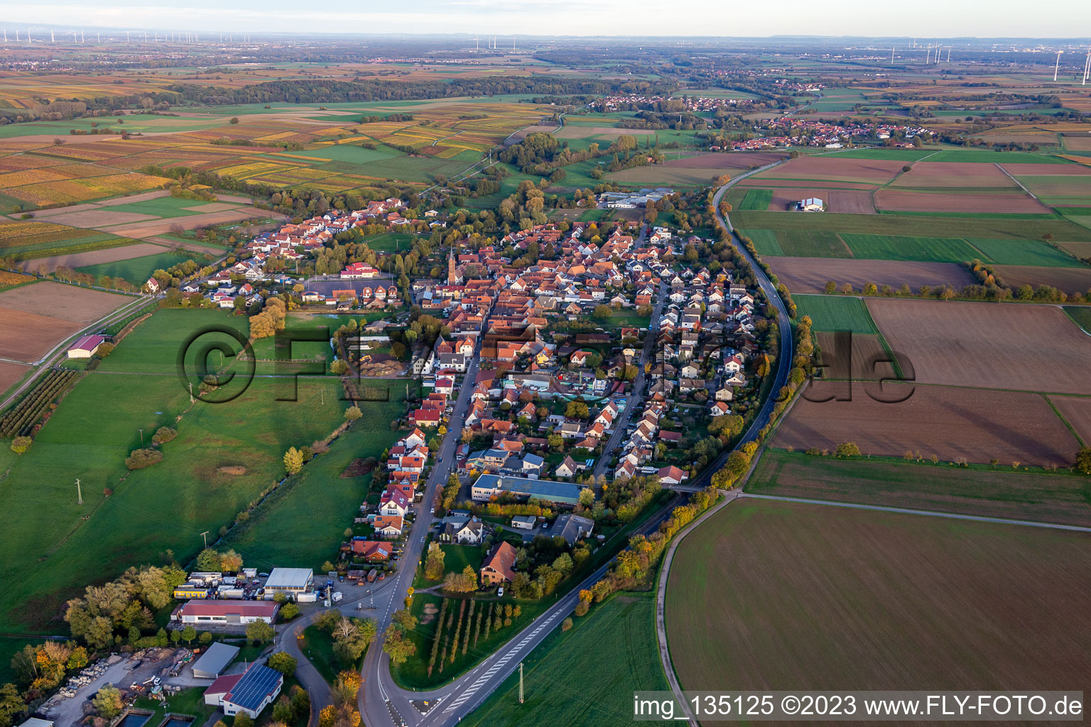 District Kapellen in Kapellen-Drusweiler in the state Rhineland-Palatinate, Germany seen from a drone