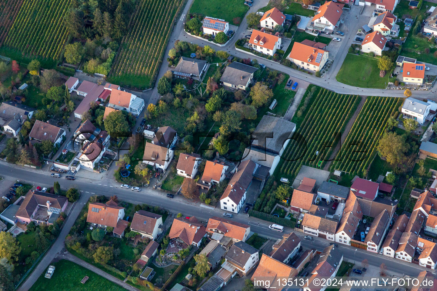 Main Street in Göcklingen in the state Rhineland-Palatinate, Germany