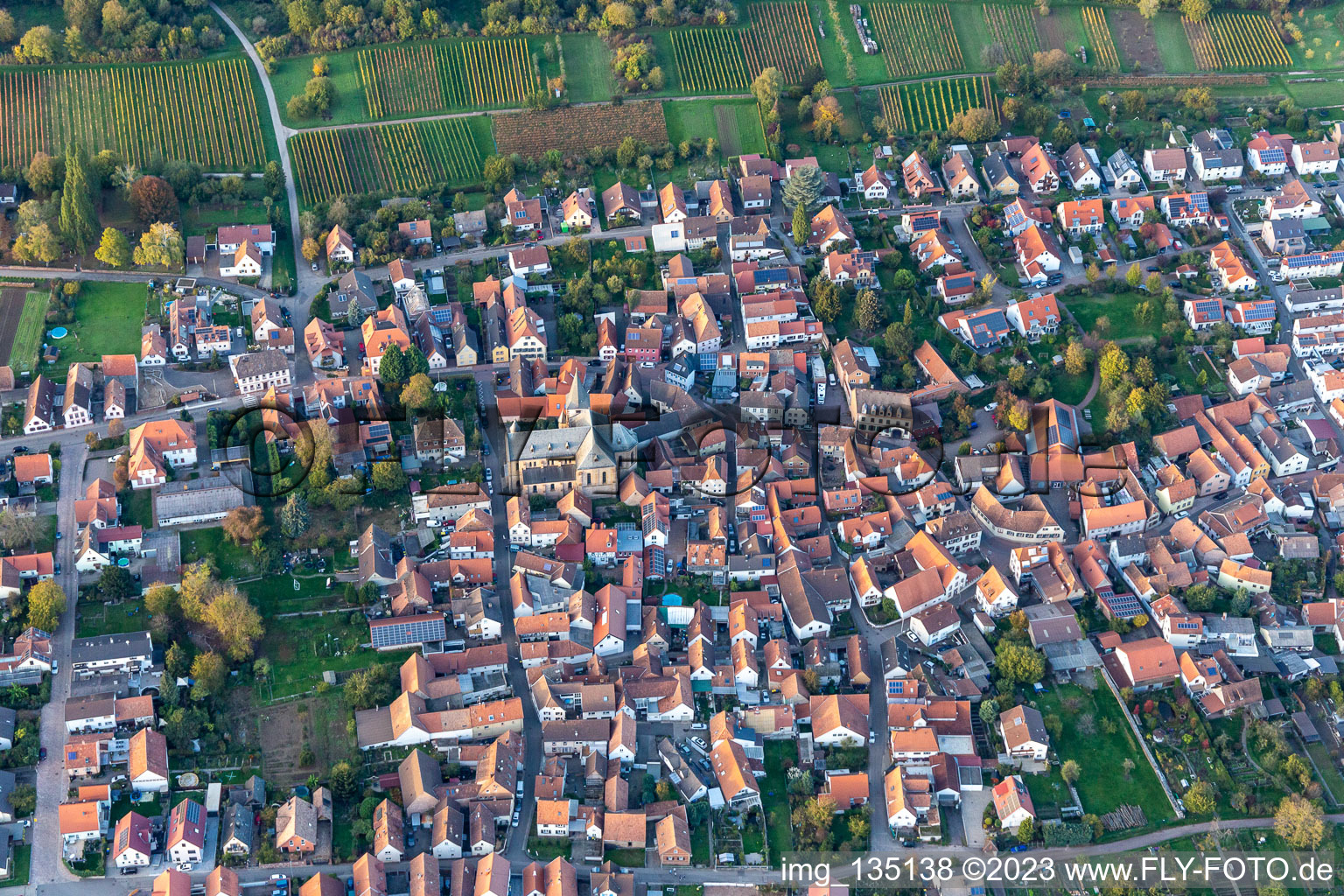District Arzheim in Landau in der Pfalz in the state Rhineland-Palatinate, Germany seen from above