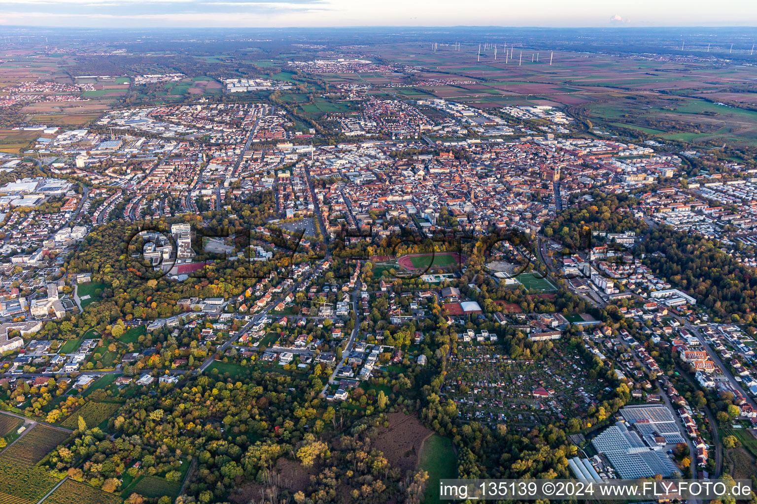 Aerial view of Landau in der Pfalz in the state Rhineland-Palatinate, Germany