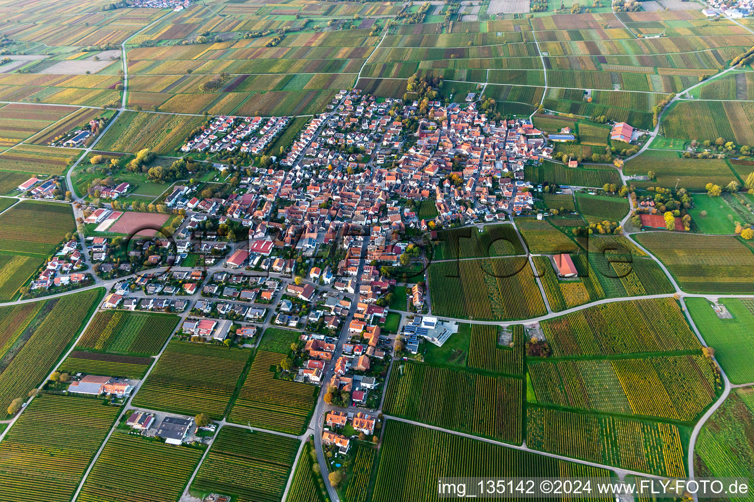 District Nußdorf in Landau in der Pfalz in the state Rhineland-Palatinate, Germany from the plane