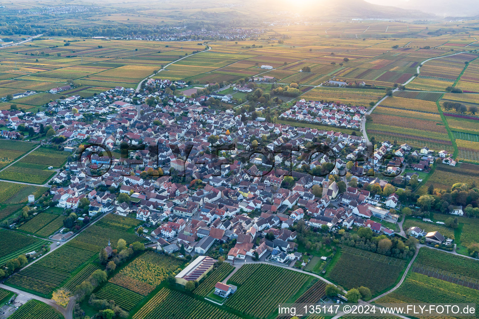 Drone recording of District Nußdorf in Landau in der Pfalz in the state Rhineland-Palatinate, Germany