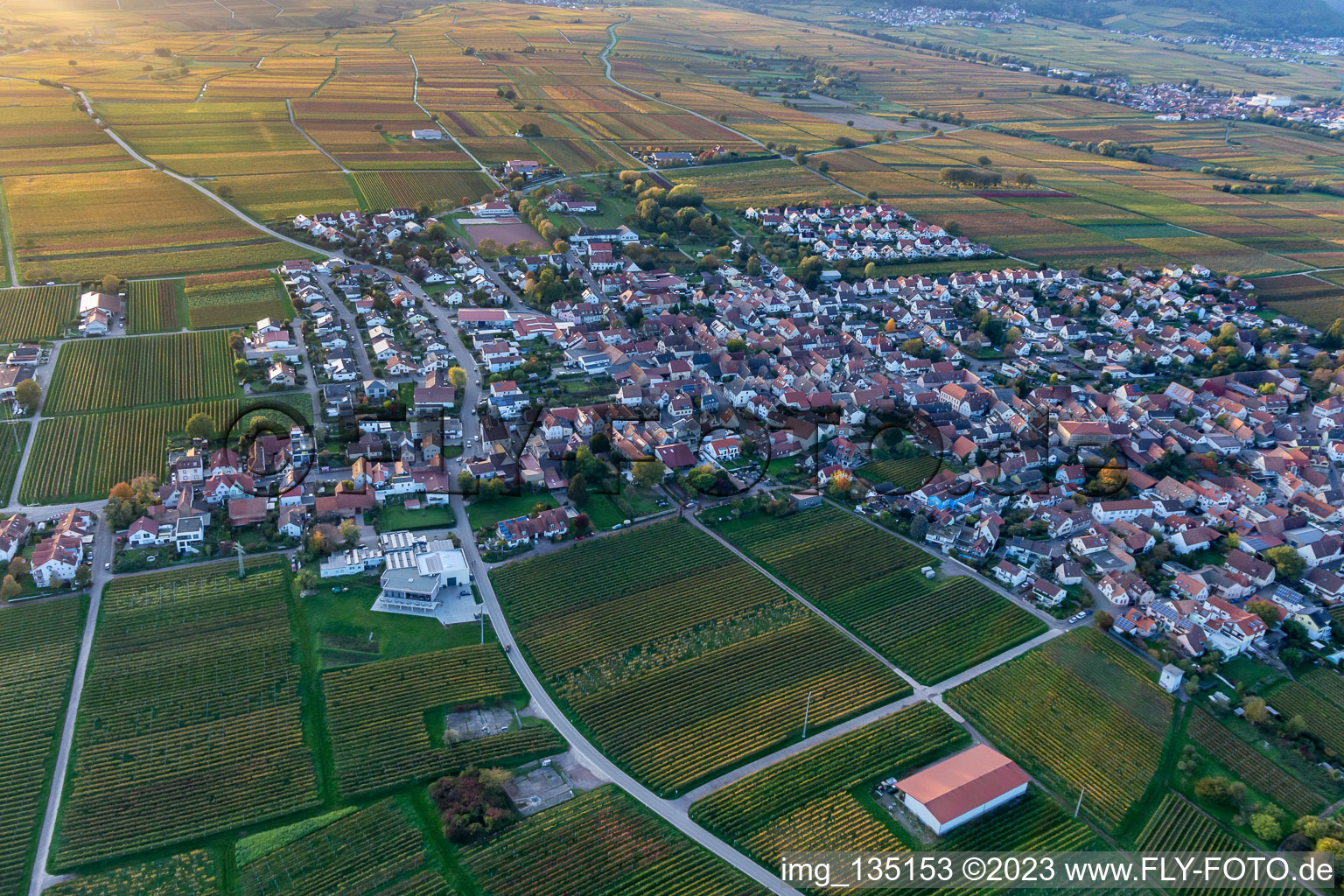 Drone image of District Nußdorf in Landau in der Pfalz in the state Rhineland-Palatinate, Germany