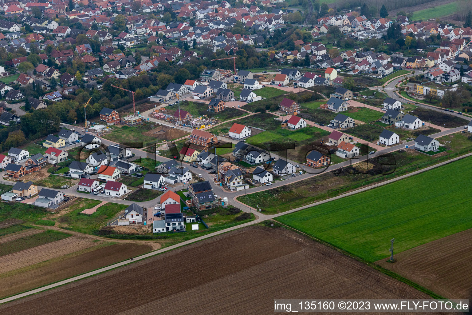 Oblique view of New development area K2 in Kandel in the state Rhineland-Palatinate, Germany
