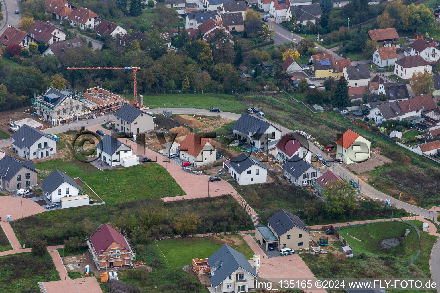 New development area K2 in Kandel in the state Rhineland-Palatinate, Germany from the plane