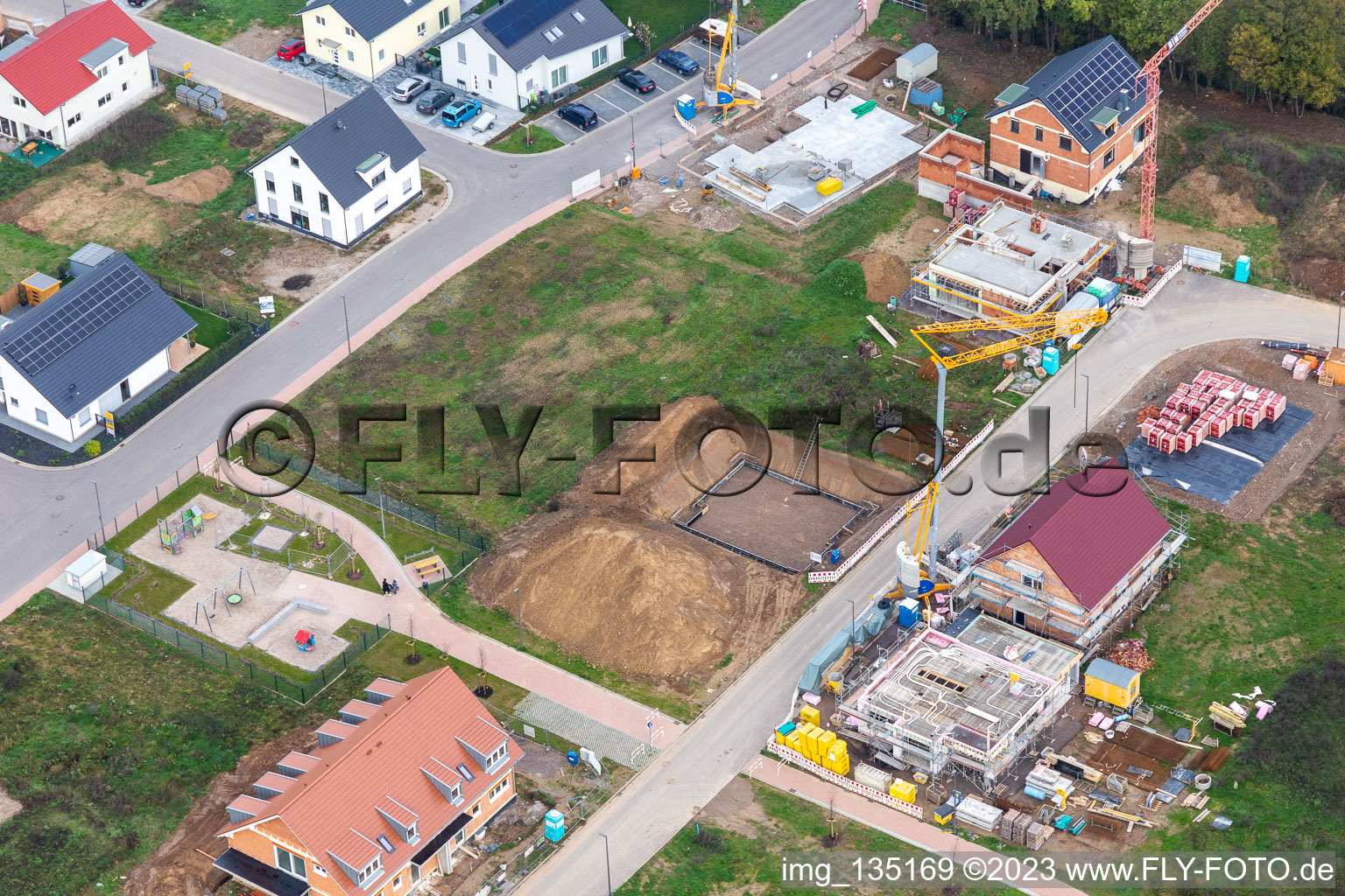 Drone image of New development area K2 in Kandel in the state Rhineland-Palatinate, Germany