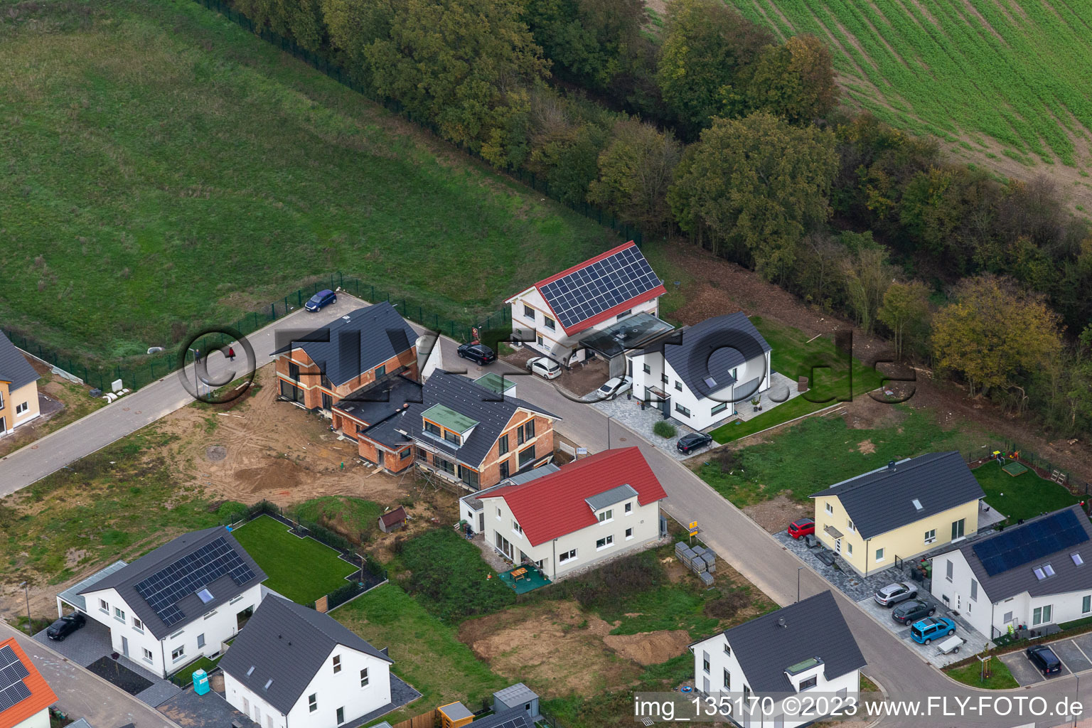 New development area K2 in Kandel in the state Rhineland-Palatinate, Germany from the drone perspective