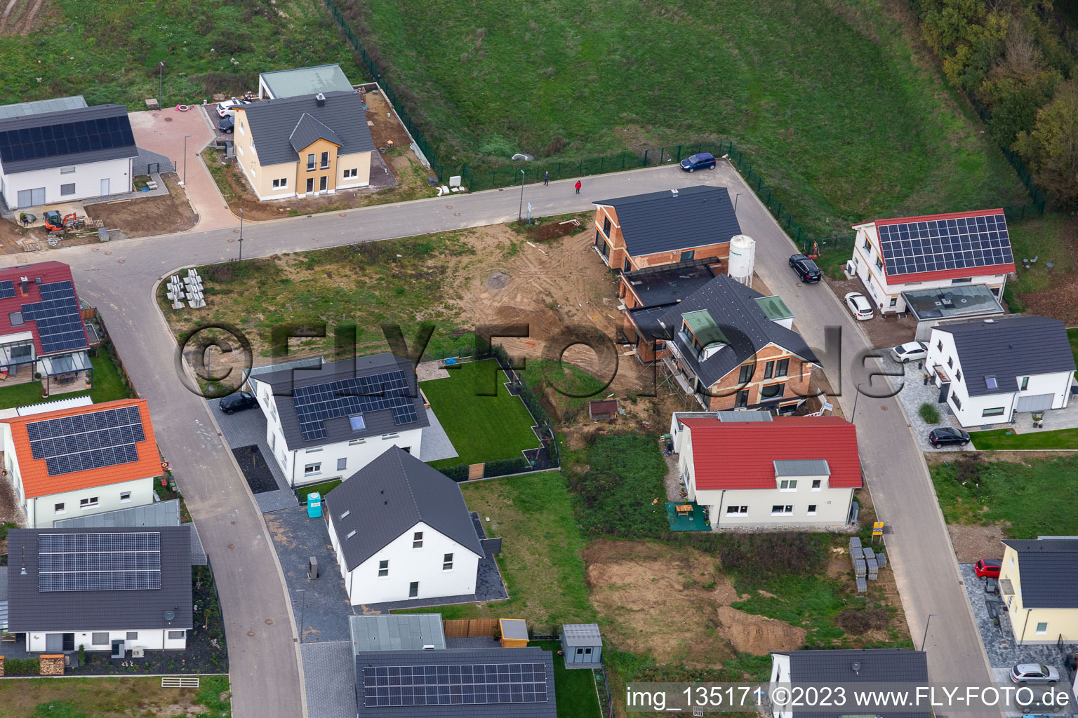 New development area K2 in Kandel in the state Rhineland-Palatinate, Germany from a drone