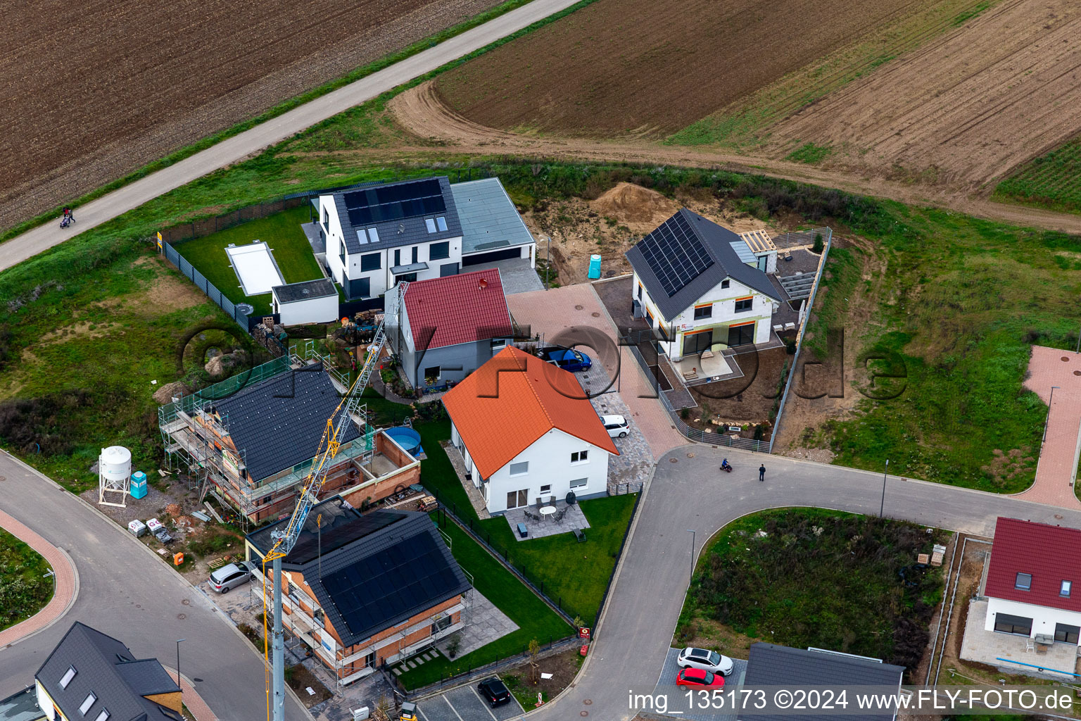 Aerial view of New development area K2 in Kandel in the state Rhineland-Palatinate, Germany