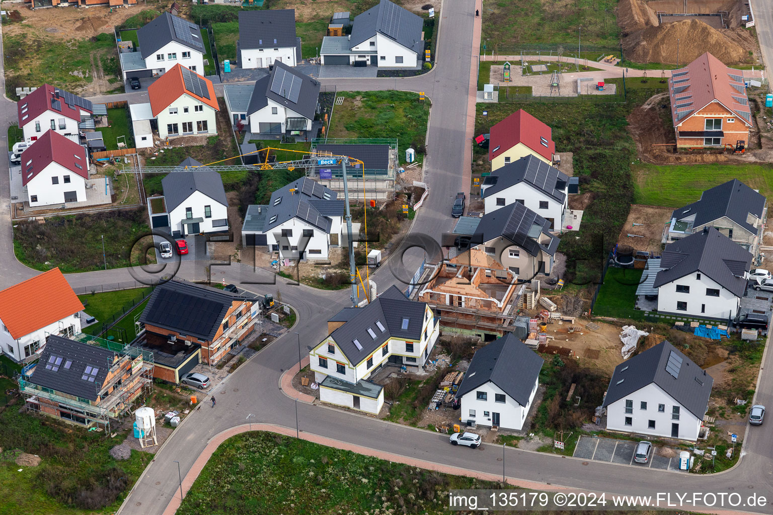 New development area K2 in Kandel in the state Rhineland-Palatinate, Germany seen from above