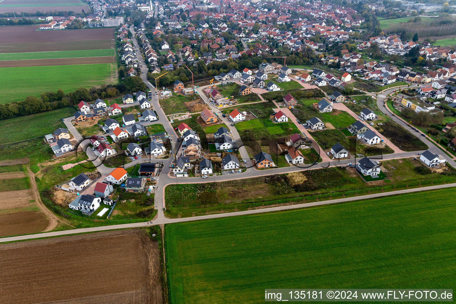 Bird's eye view of New development area K2 in Kandel in the state Rhineland-Palatinate, Germany