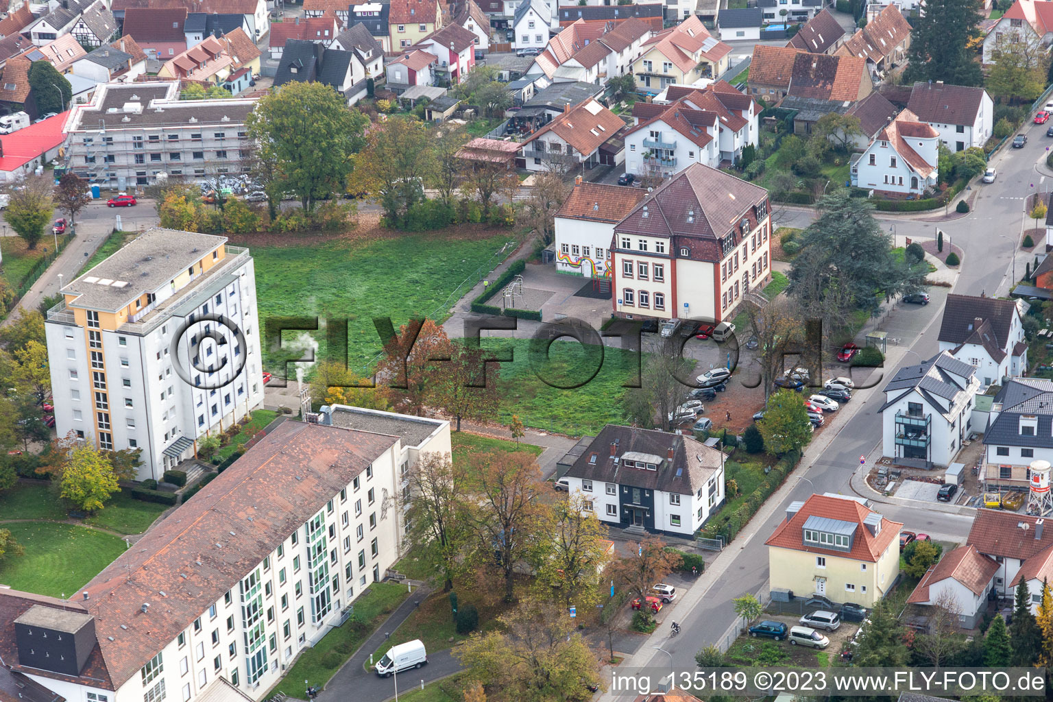 Aerial view of Culture cellar, FFZ in the old agricultural school in Kandel in the state Rhineland-Palatinate, Germany