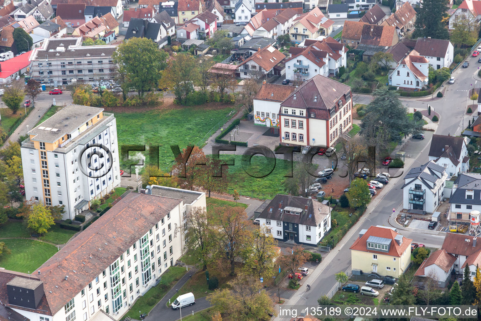 Aerial view of Cultural cellar, FFZ in the old agricultural school in Kandel in the state Rhineland-Palatinate, Germany