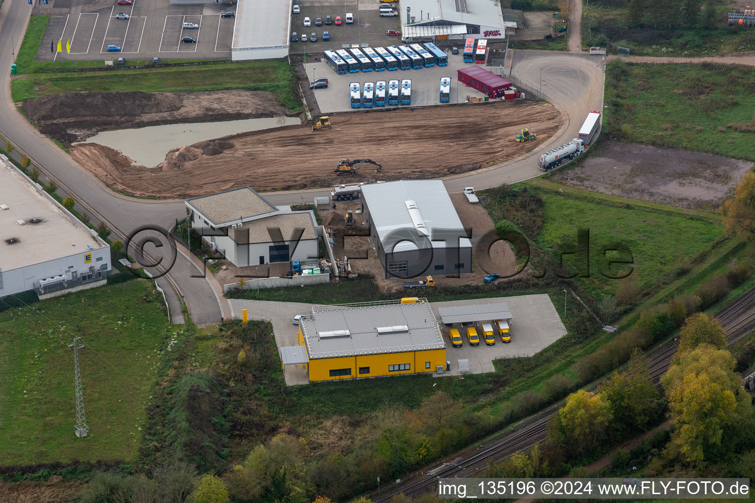 Lauterburger Strasse commercial area in Kandel in the state Rhineland-Palatinate, Germany out of the air