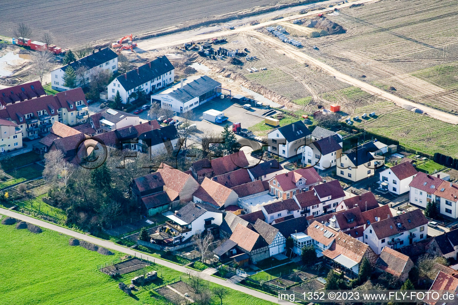 New development area on the Höhenweg in Kandel in the state Rhineland-Palatinate, Germany out of the air