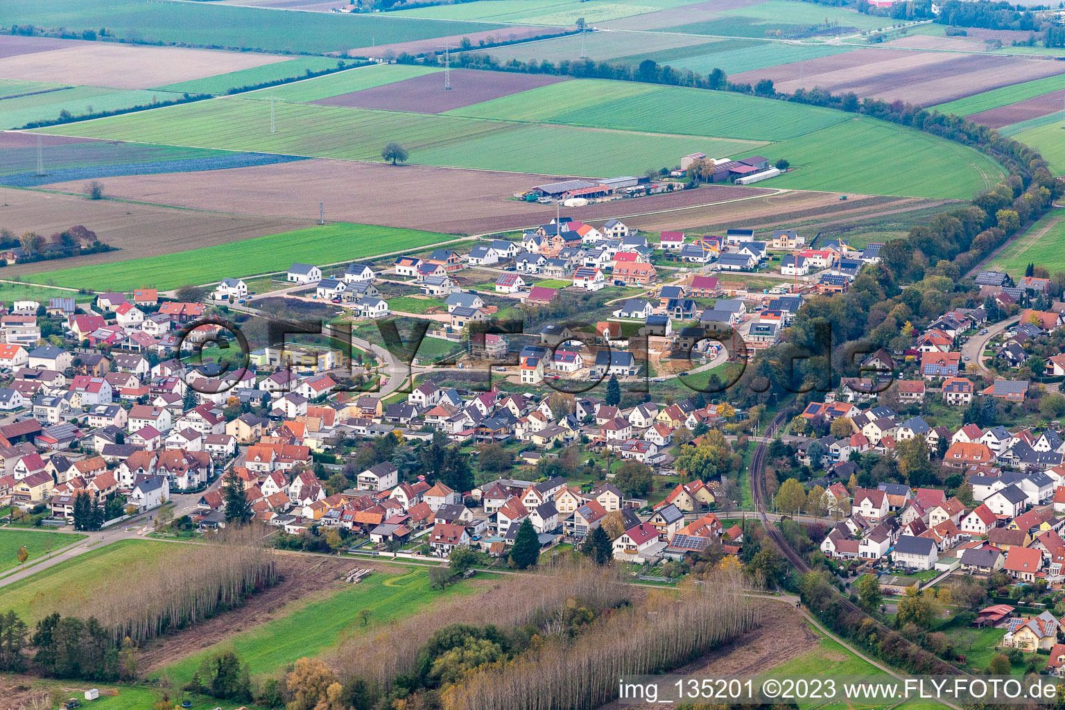 New development area K2 in Kandel in the state Rhineland-Palatinate, Germany viewn from the air