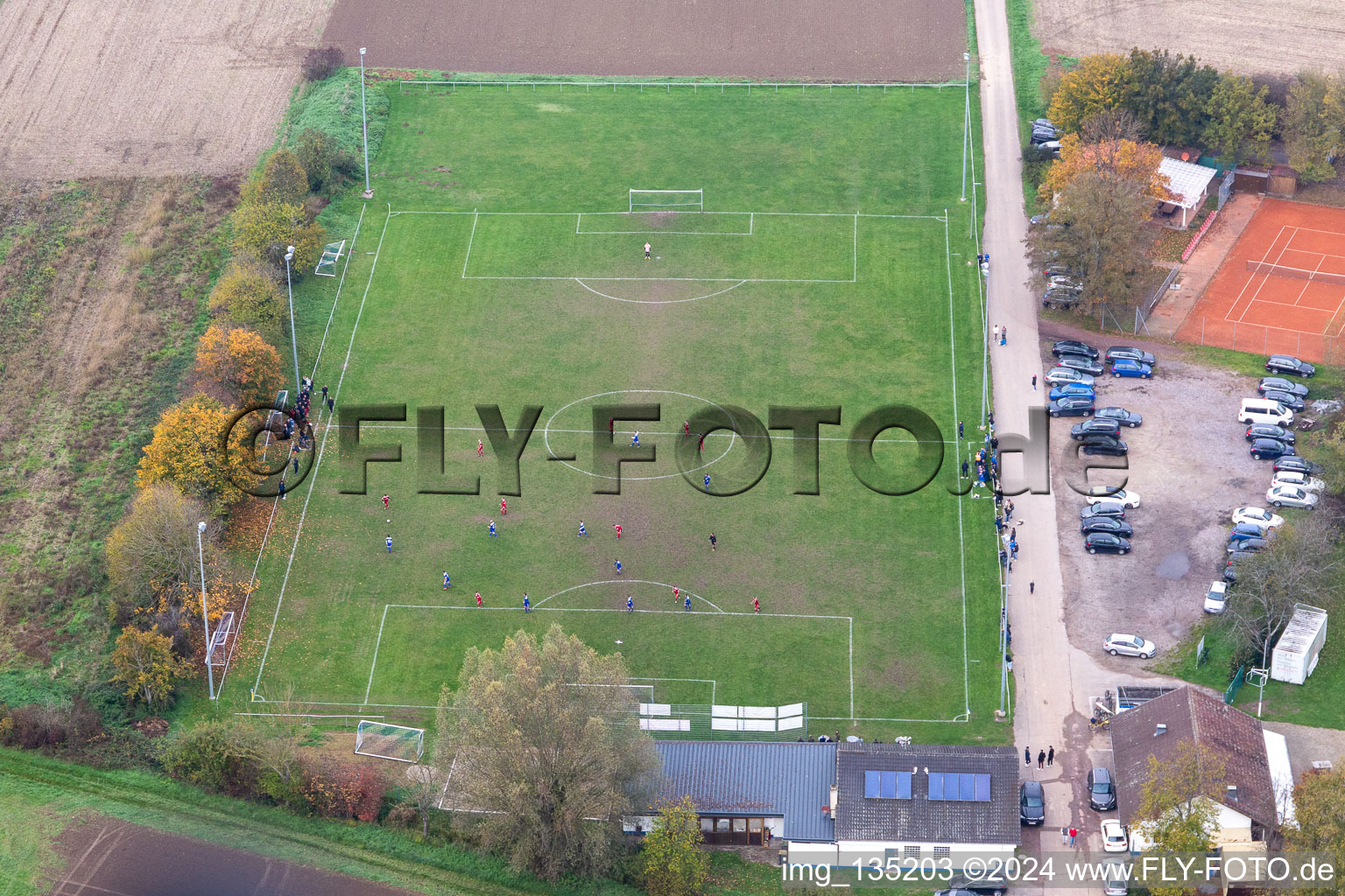 Aerial view of 1946 Minfeld in Minfeld in the state Rhineland-Palatinate, Germany