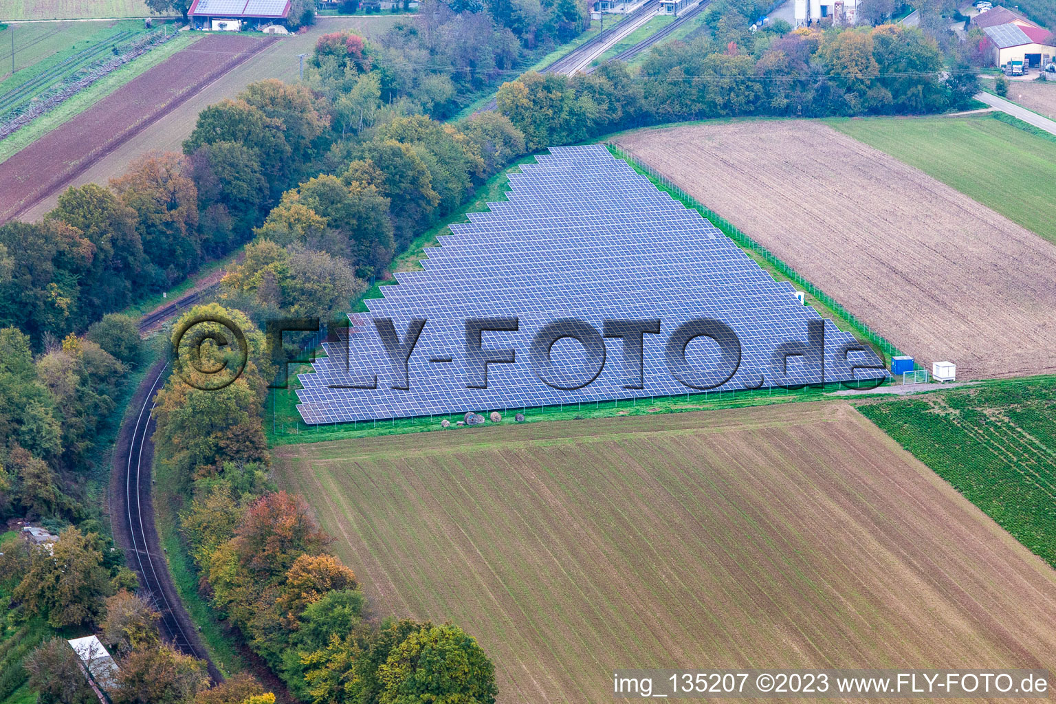 Photovoltaic system on arable land in Winden in the state Rhineland-Palatinate, Germany