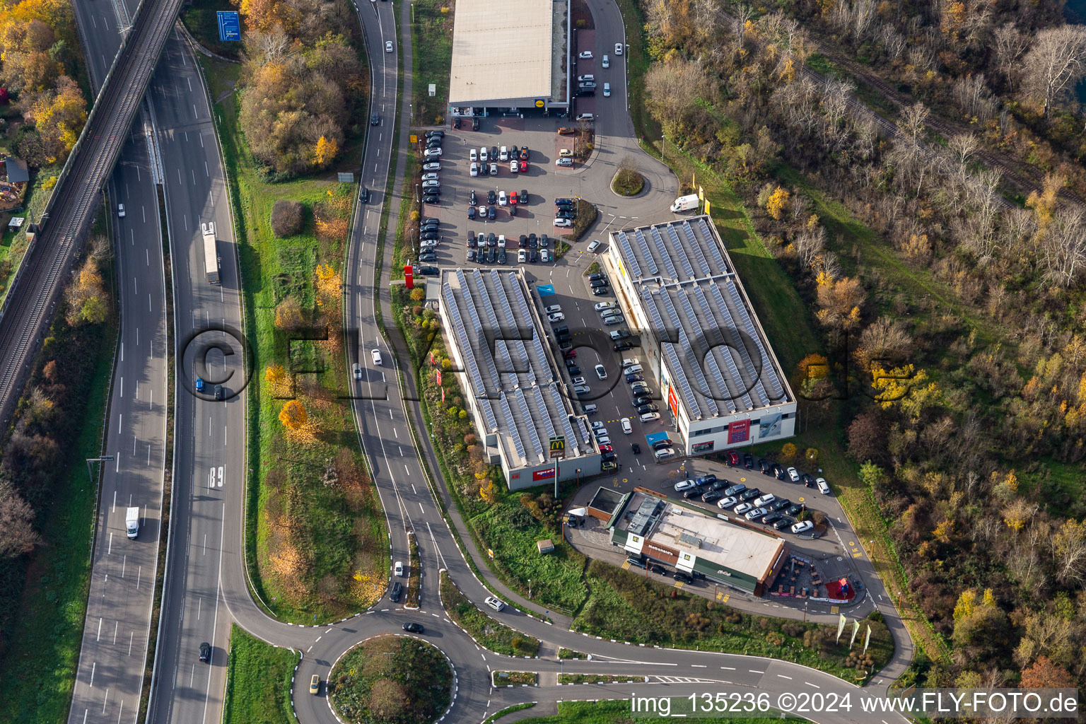 Maximilian Center with Lidl, Kik and McDonalds in the district Maximiliansau in Wörth am Rhein in the state Rhineland-Palatinate, Germany