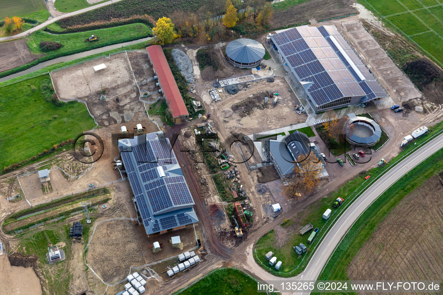 Aerial photograpy of Erlenhof in Neupotz in the state Rhineland-Palatinate, Germany