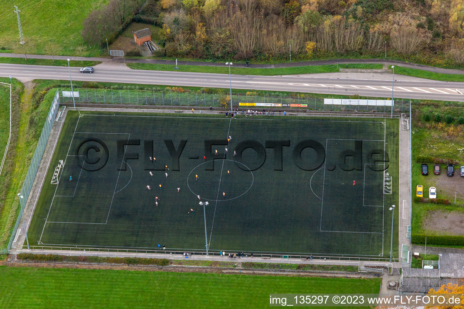 Artificial turf pitch in the district Minderslachen in Kandel in the state Rhineland-Palatinate, Germany