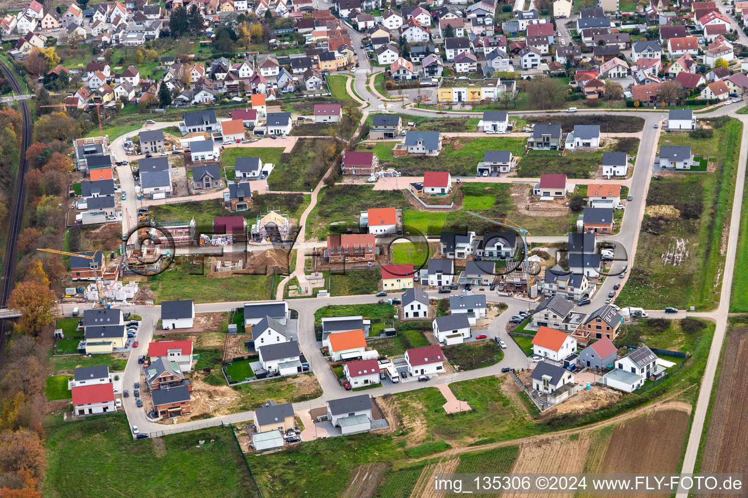 Aerial photograpy of New development area K2 in Kandel in the state Rhineland-Palatinate, Germany