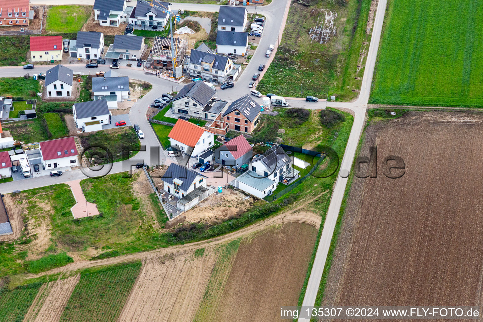 Oblique view of New development area K2 in Kandel in the state Rhineland-Palatinate, Germany