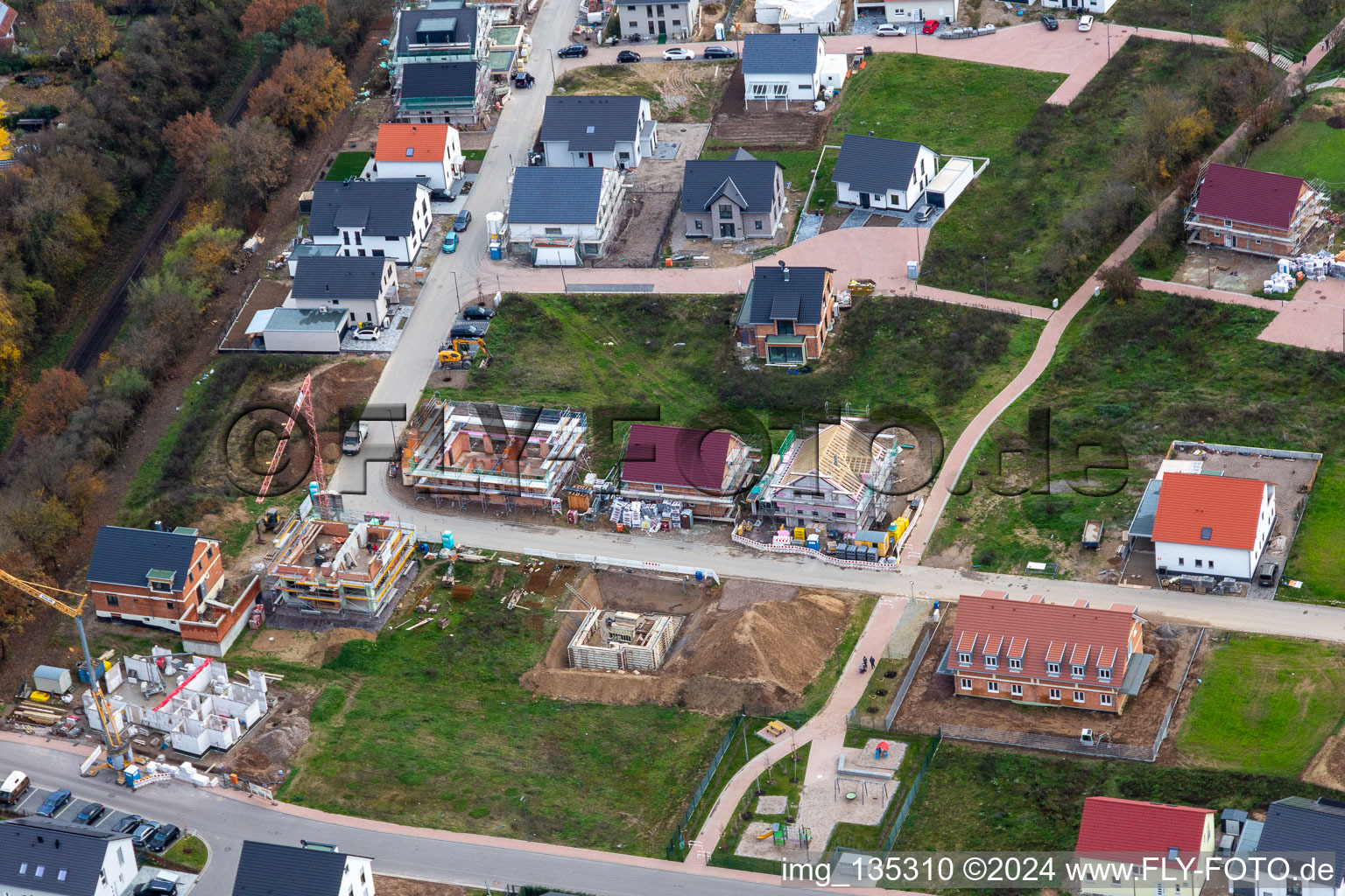 New development area K2 in Kandel in the state Rhineland-Palatinate, Germany seen from above