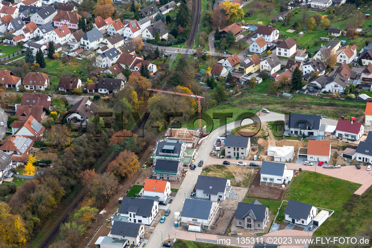 New development area K2 in Kandel in the state Rhineland-Palatinate, Germany from the plane