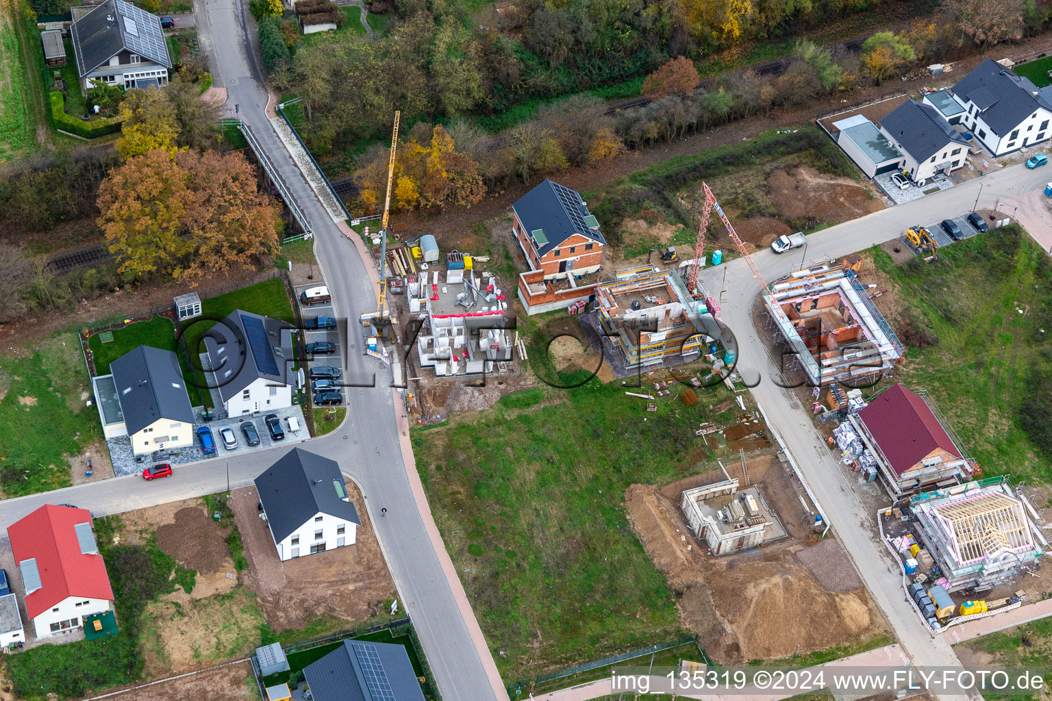 Drone image of New development area K2 in Kandel in the state Rhineland-Palatinate, Germany