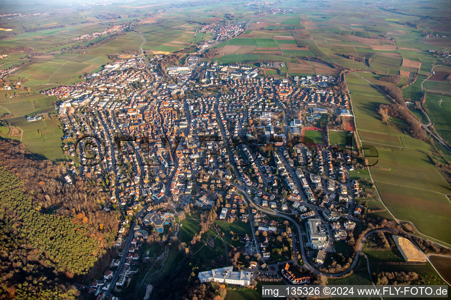 From the west in Bad Bergzabern in the state Rhineland-Palatinate, Germany