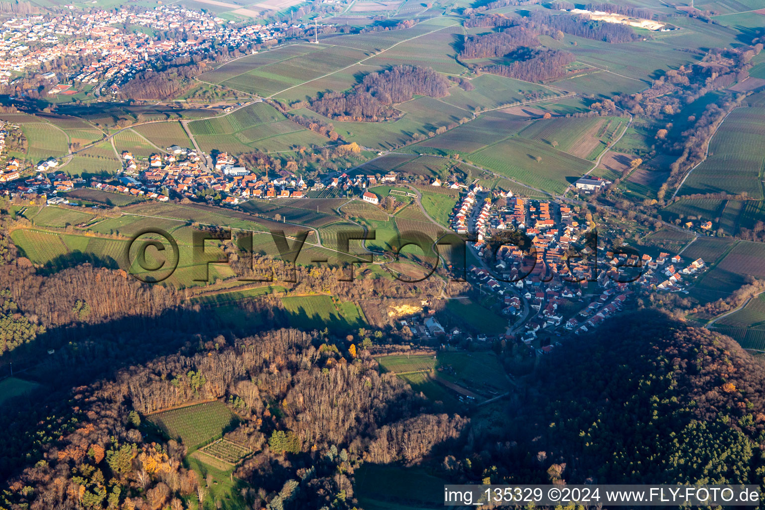 From the west in the district Gleiszellen in Gleiszellen-Gleishorbach in the state Rhineland-Palatinate, Germany