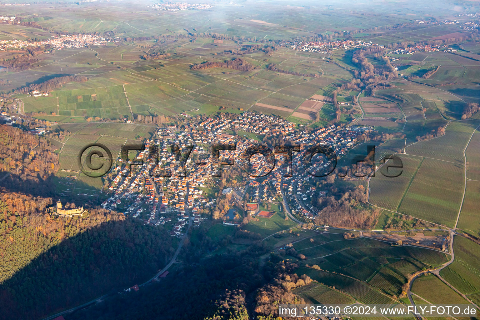 From the southwest in Klingenmünster in the state Rhineland-Palatinate, Germany