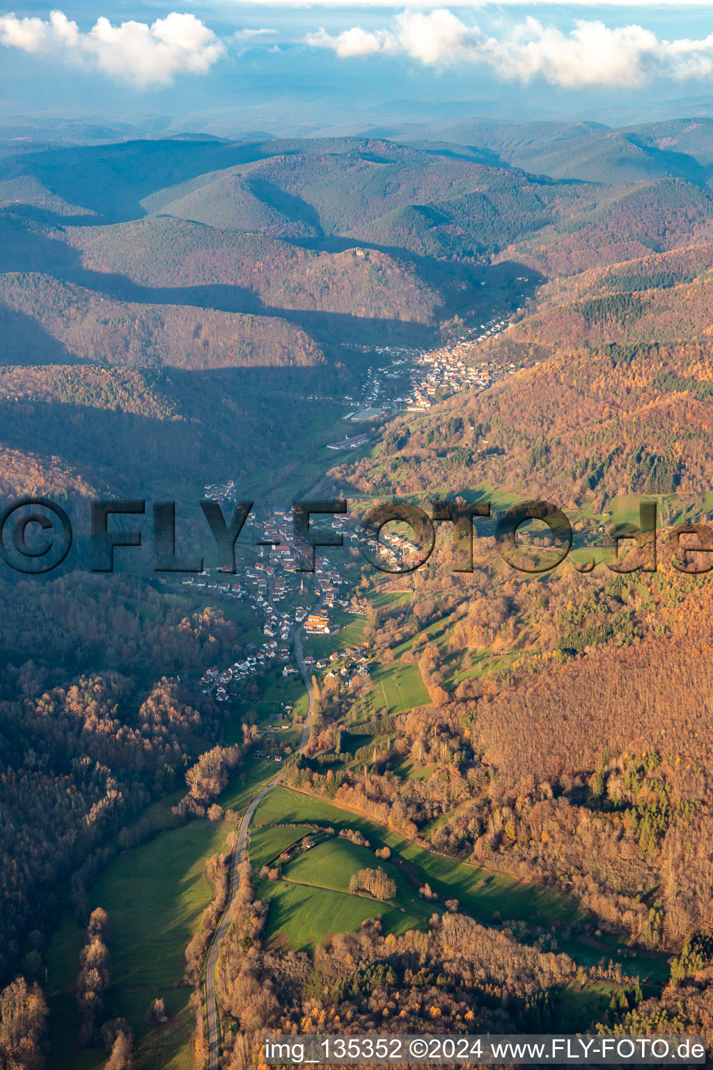 Dernbacher Valley from the south in Dernbach in the state Rhineland-Palatinate, Germany