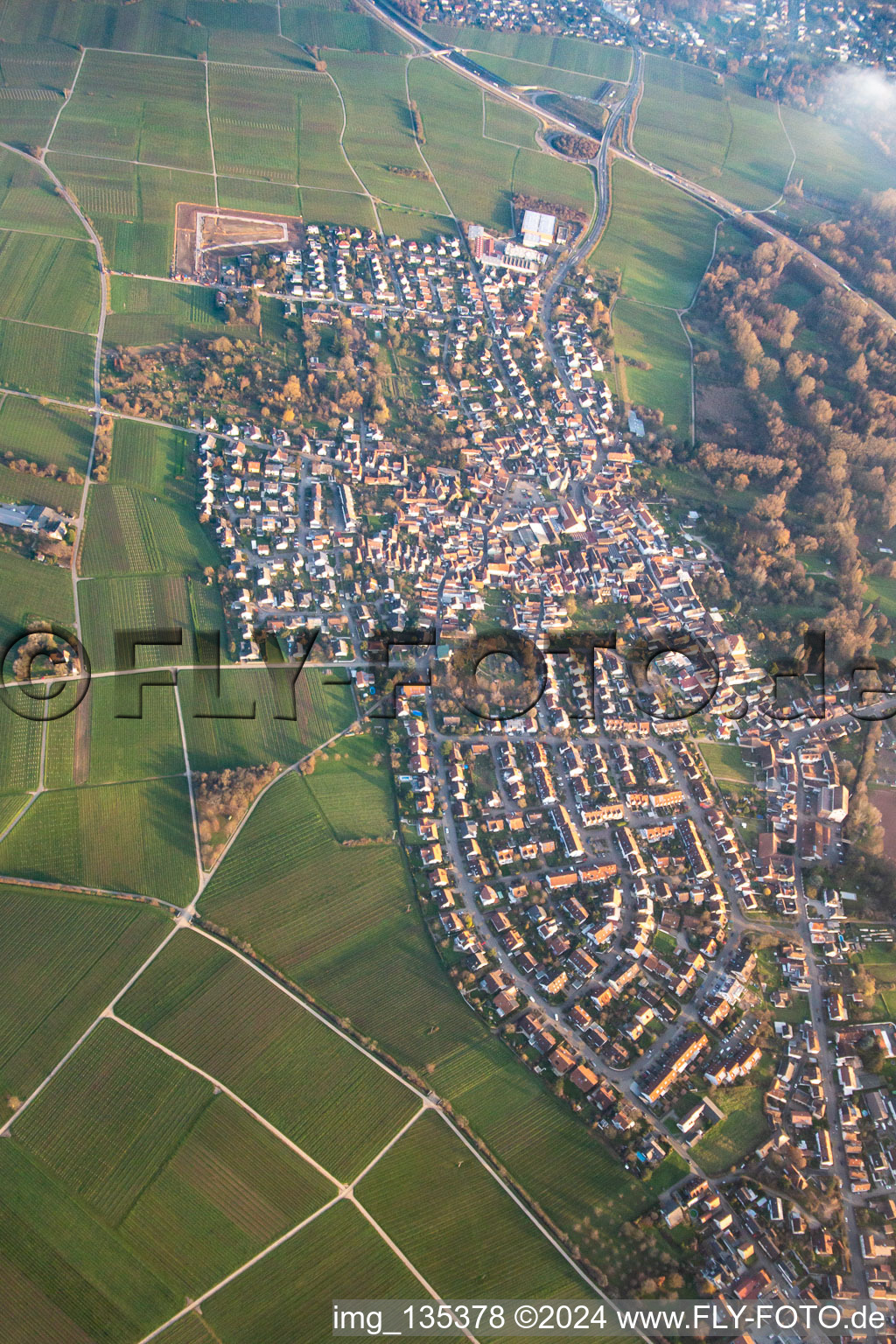 Bird's eye view of District Godramstein in Landau in der Pfalz in the state Rhineland-Palatinate, Germany