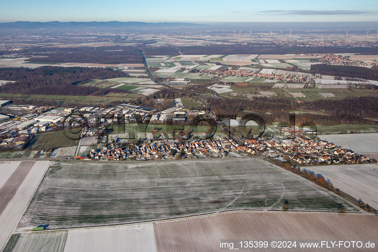 In winter when there is snow in the district Minderslachen in Kandel in the state Rhineland-Palatinate, Germany